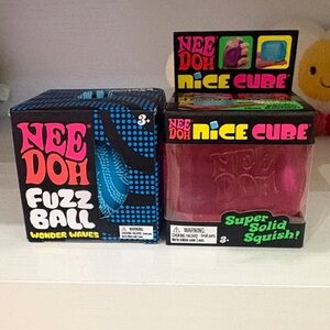 Kids Sensory Fuzz Ball & Nice Cube Set - Pink and Blue